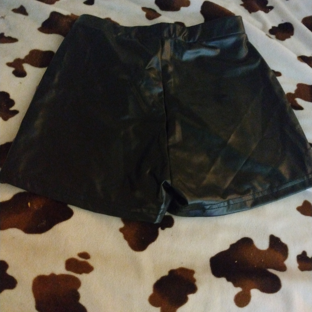 Bundle black pleather high waisted shirt and silver micro mini